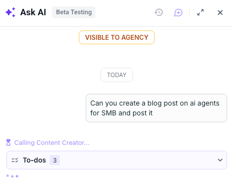 Ask AI interface with updated layout and cleaner navigation for guided campaign building
