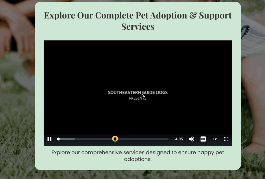 HighLevel hosted video player embedded in a page, demonstrating new enhancements like video looping, gated playback with a lock icon, and styled containers.