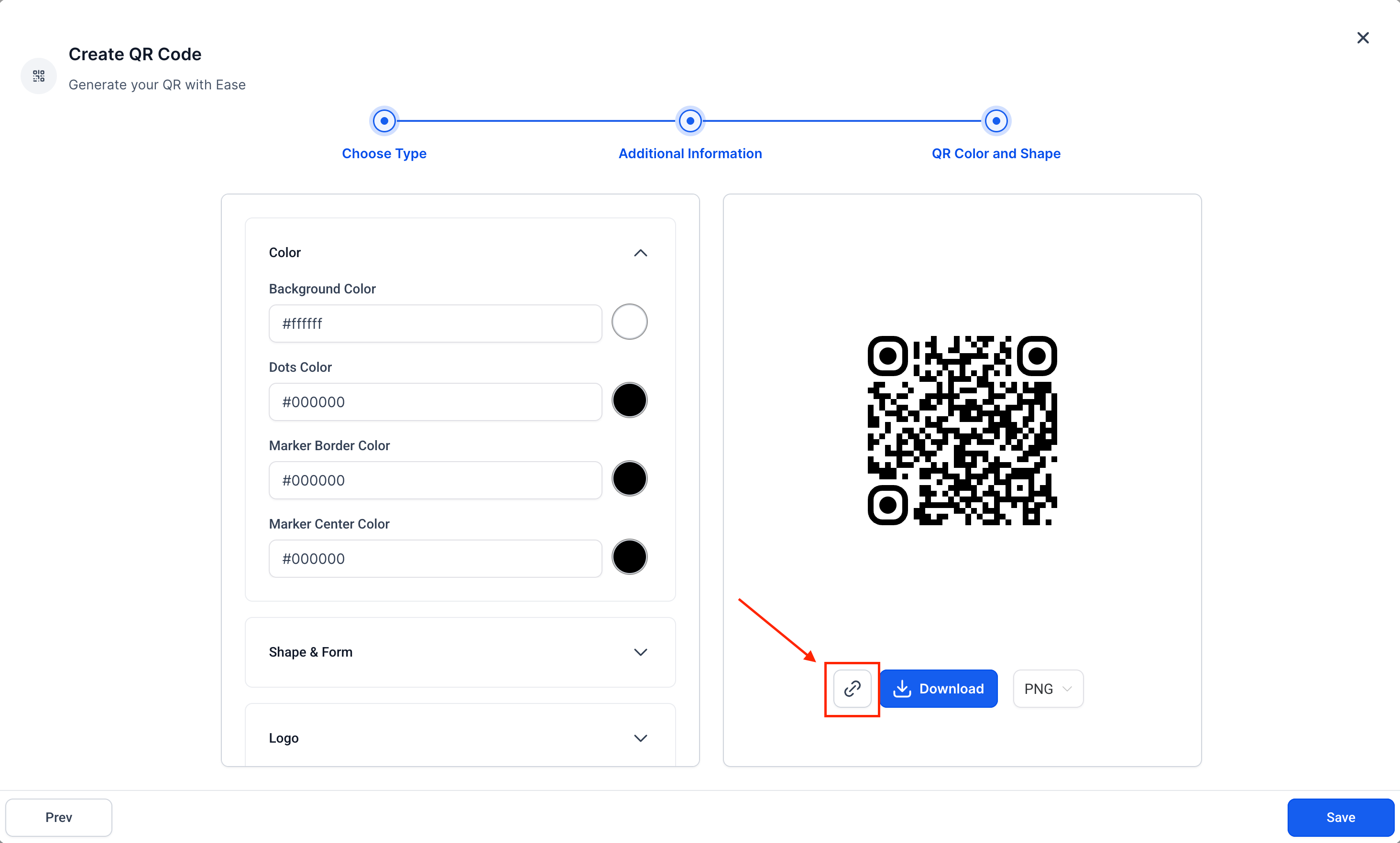 HighLevel QR Code Builder with customization options and new shareable link feature for easy contact sharing.