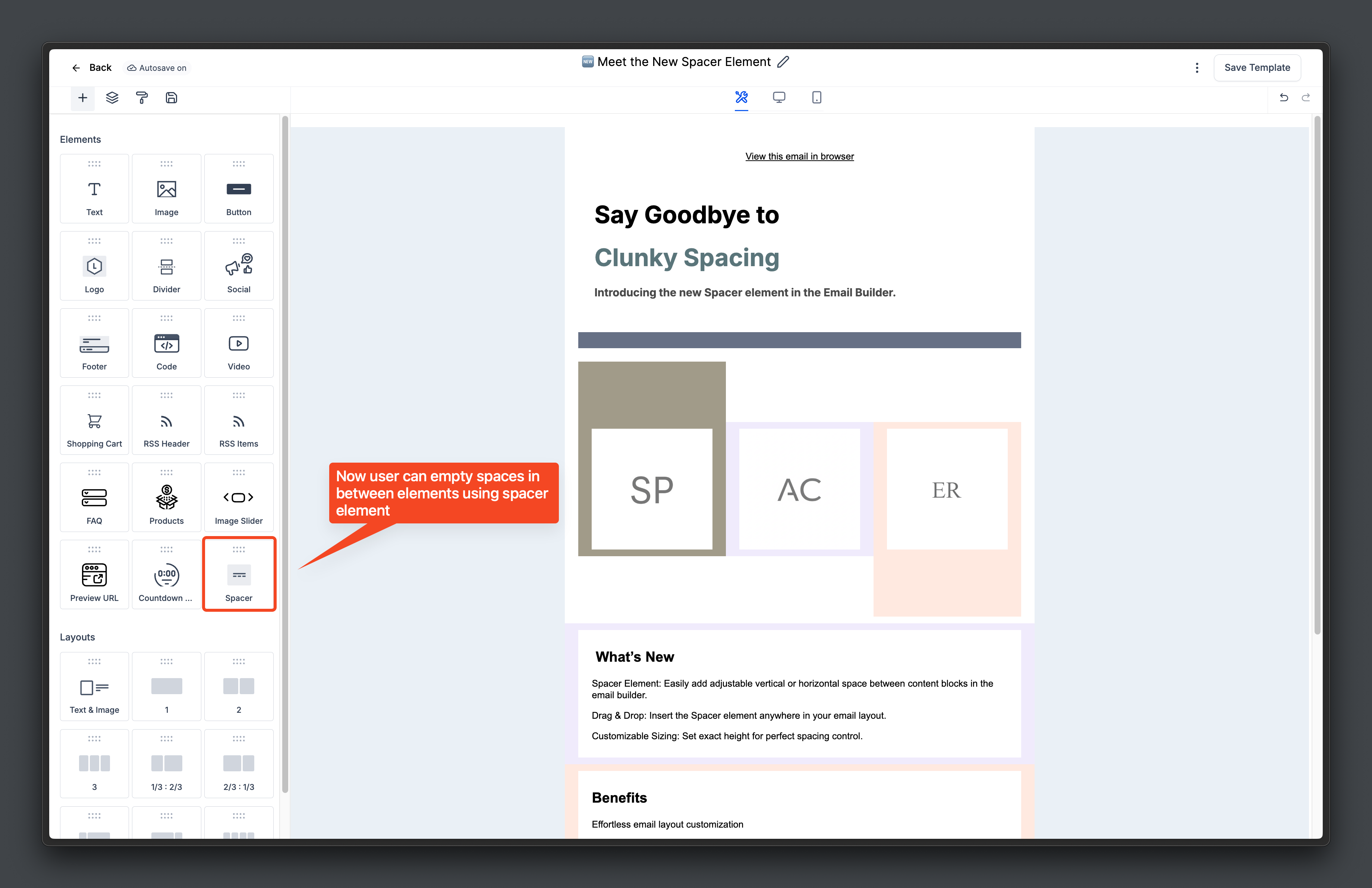 Spacer Element for Flexible Email Layout Design