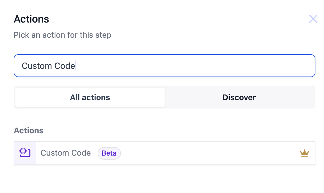 Workflow custom code action with AI code generation enabled
