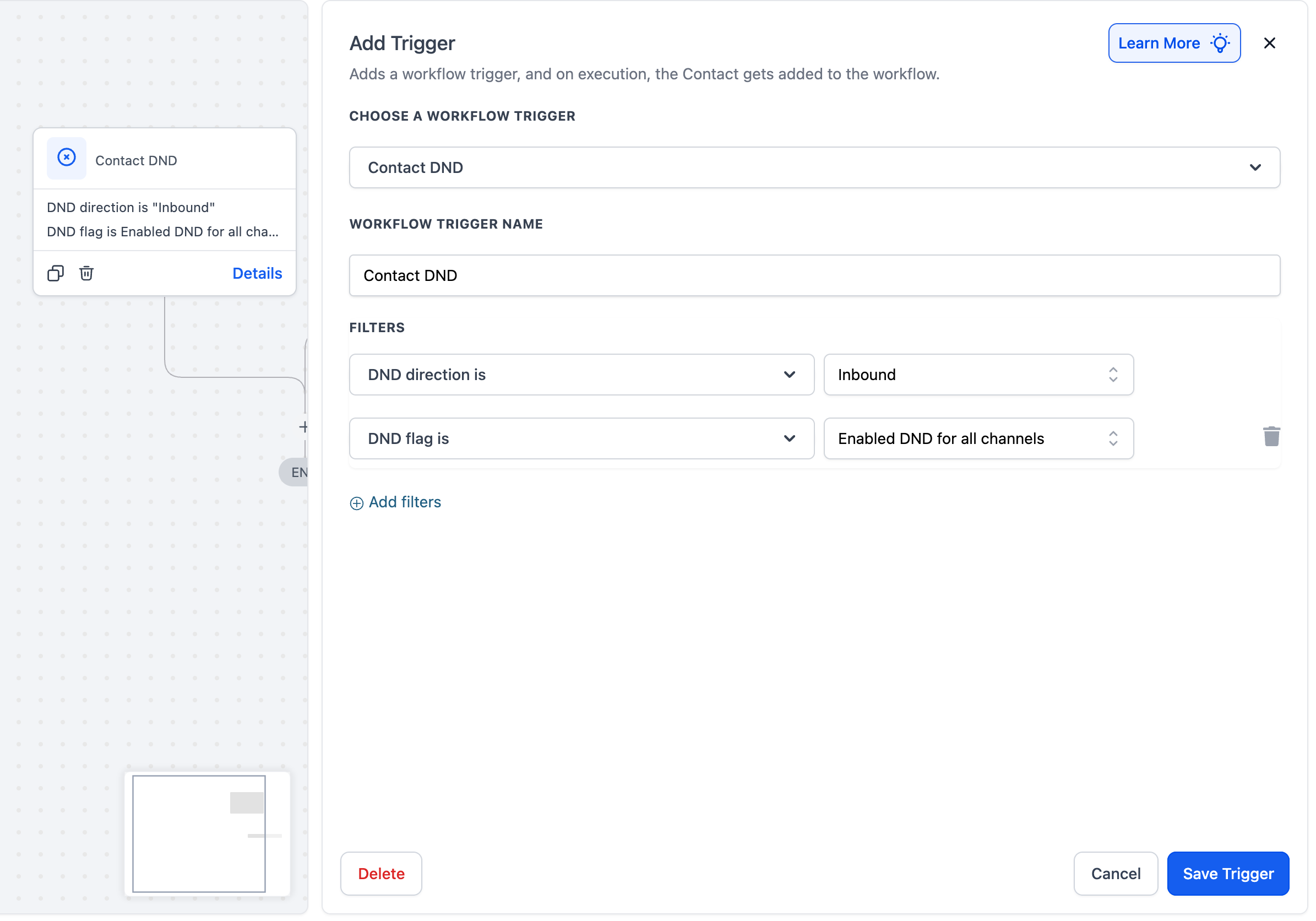 Workflow trigger configuration using 