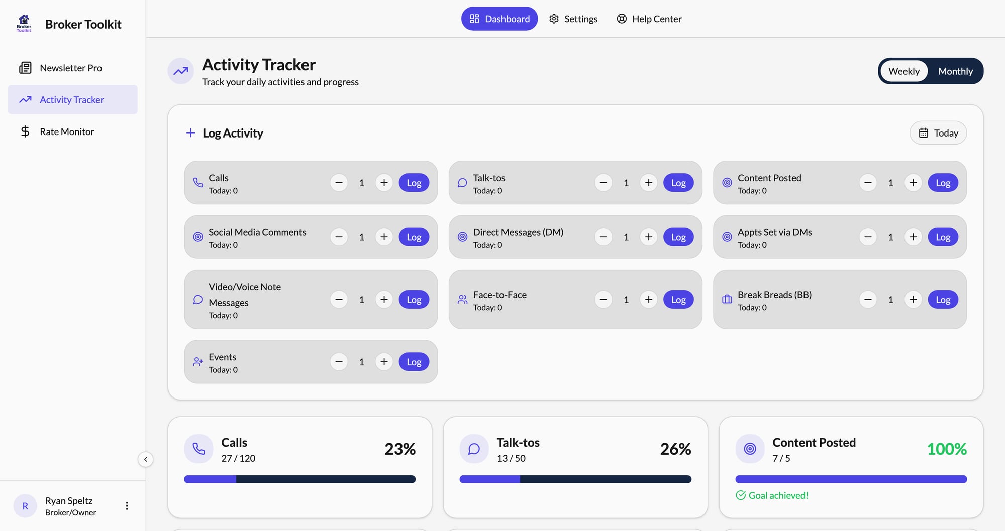 Broker Toolkit Activity Tracker
